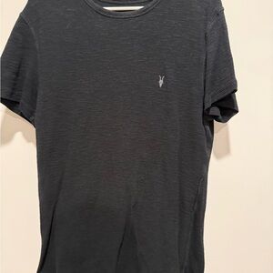 AllSaints Black Crew Neck Short Sleeve Tee with Subtle Logo